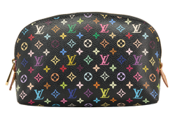 Louis Vuitton Takashi Murakami Cosmetic Pouch, Canvas, Black, CA4151, 2*